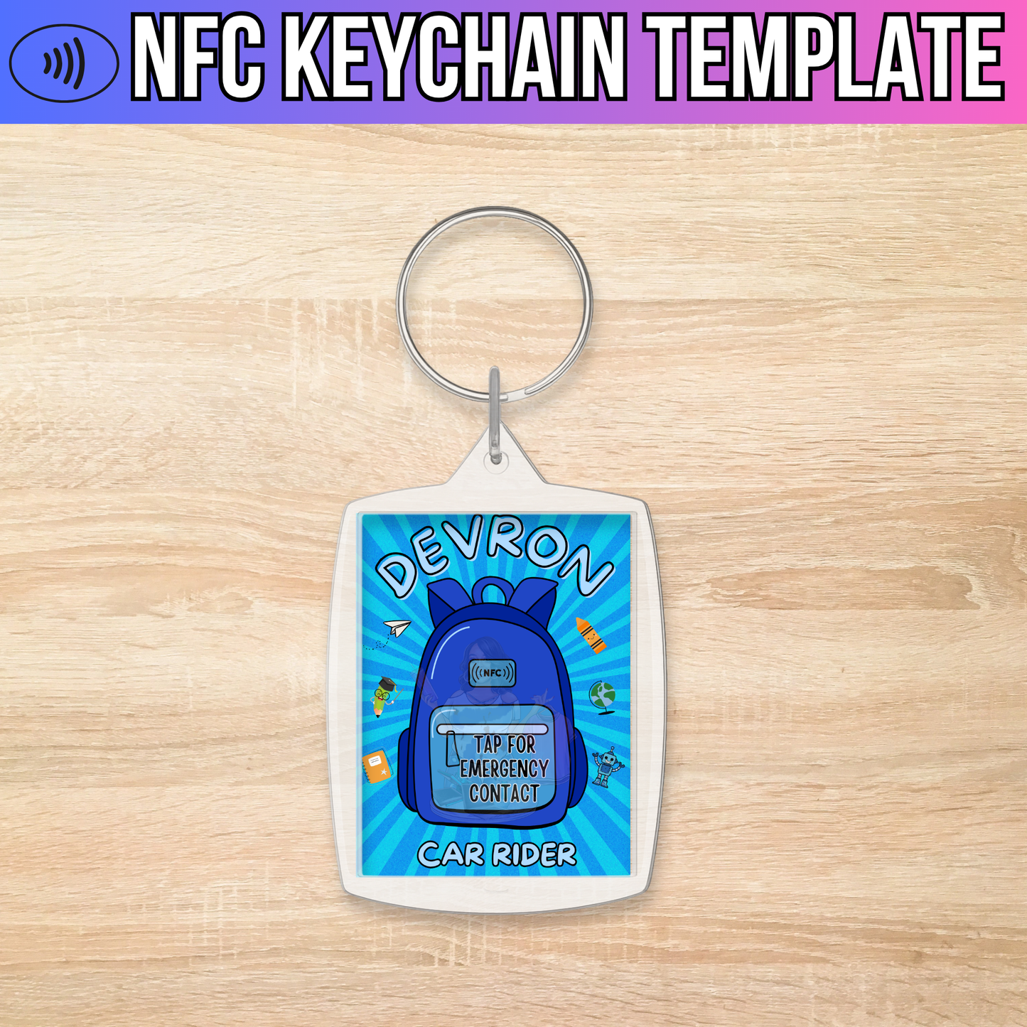 NFC Keychain Template (Blue)