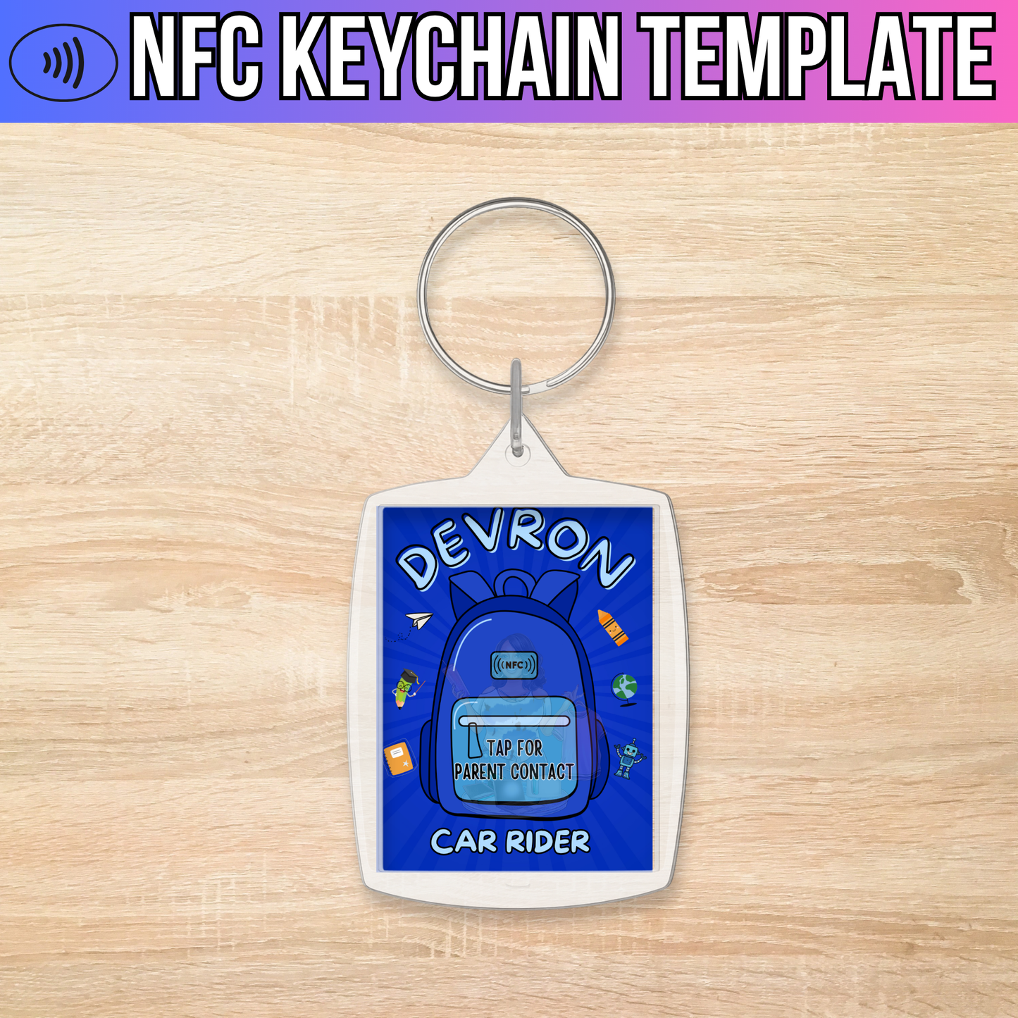 NFC Keychain Template (Blue)