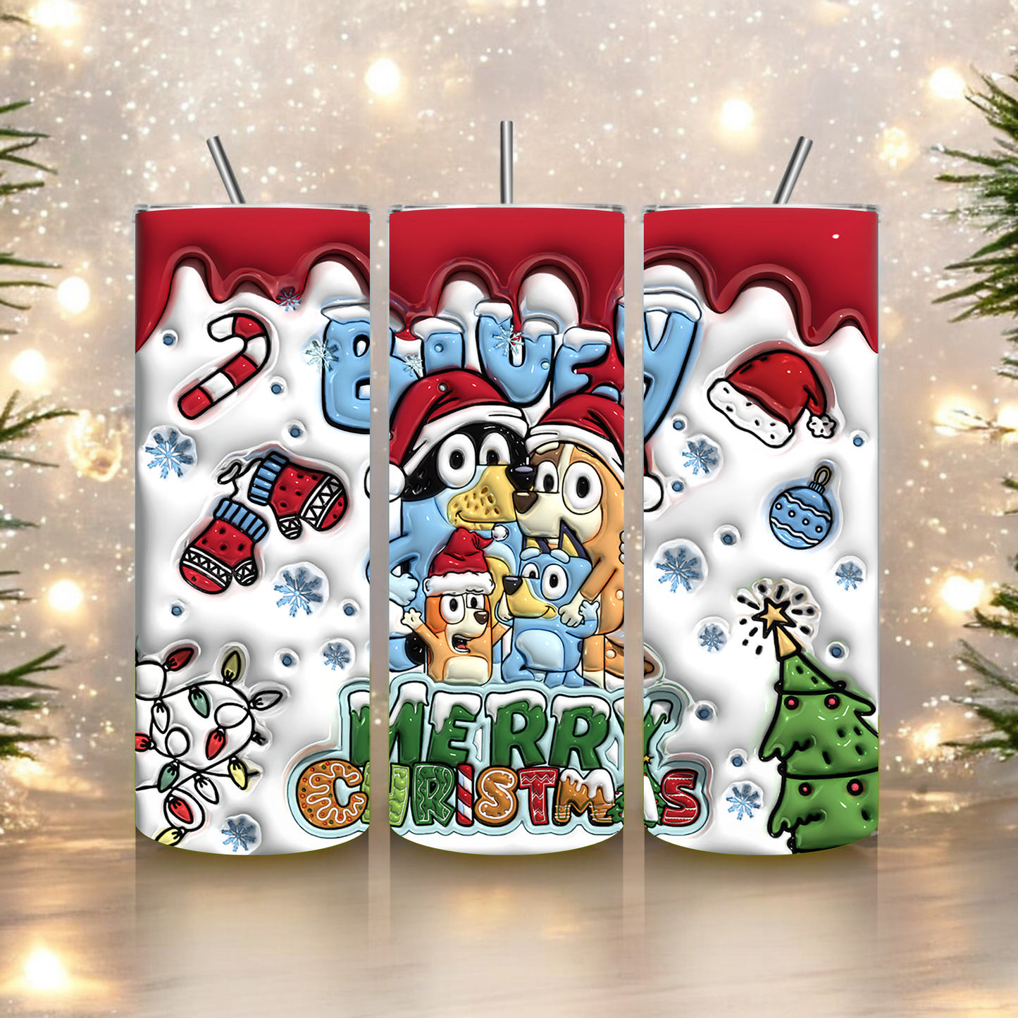 Bluey Merry Christmas Tumbler