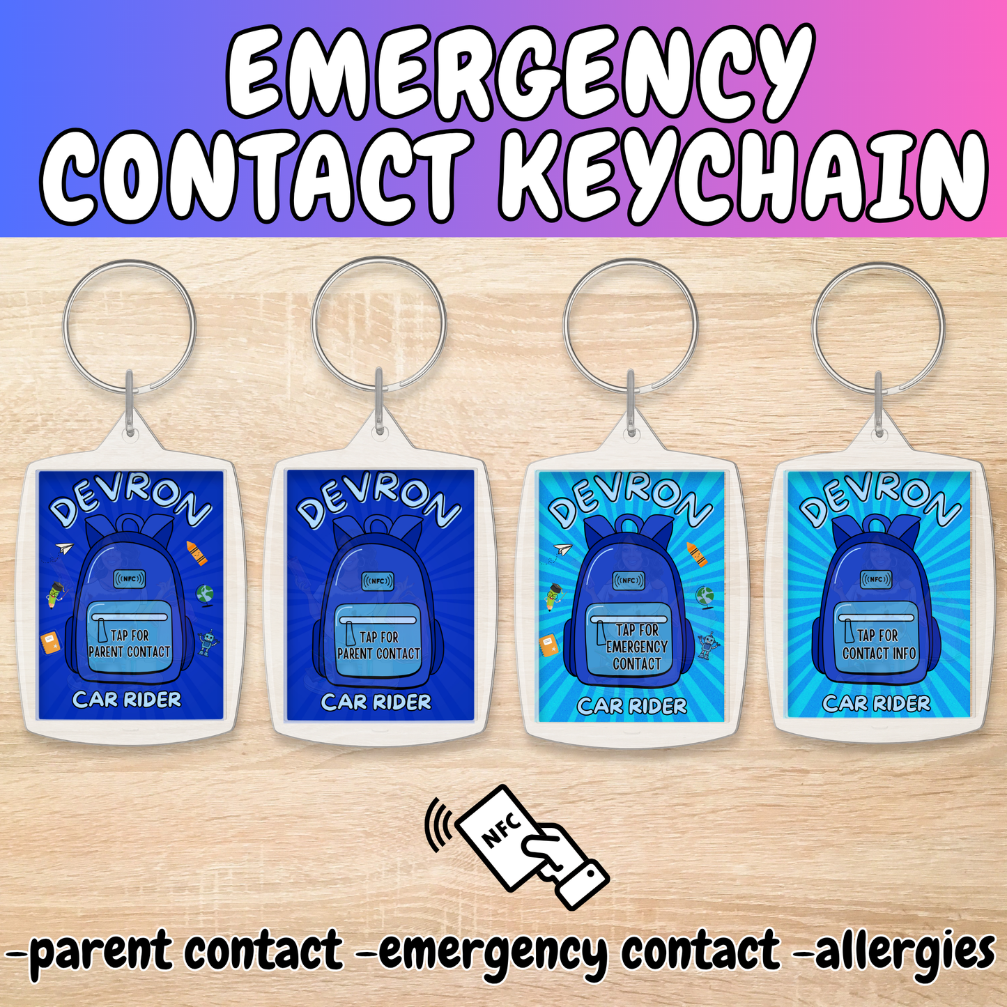 Emergency Contact Keychain- NFC Compatiable