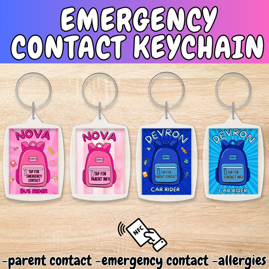 Emergency Contact Keychain- NFC Compatiable