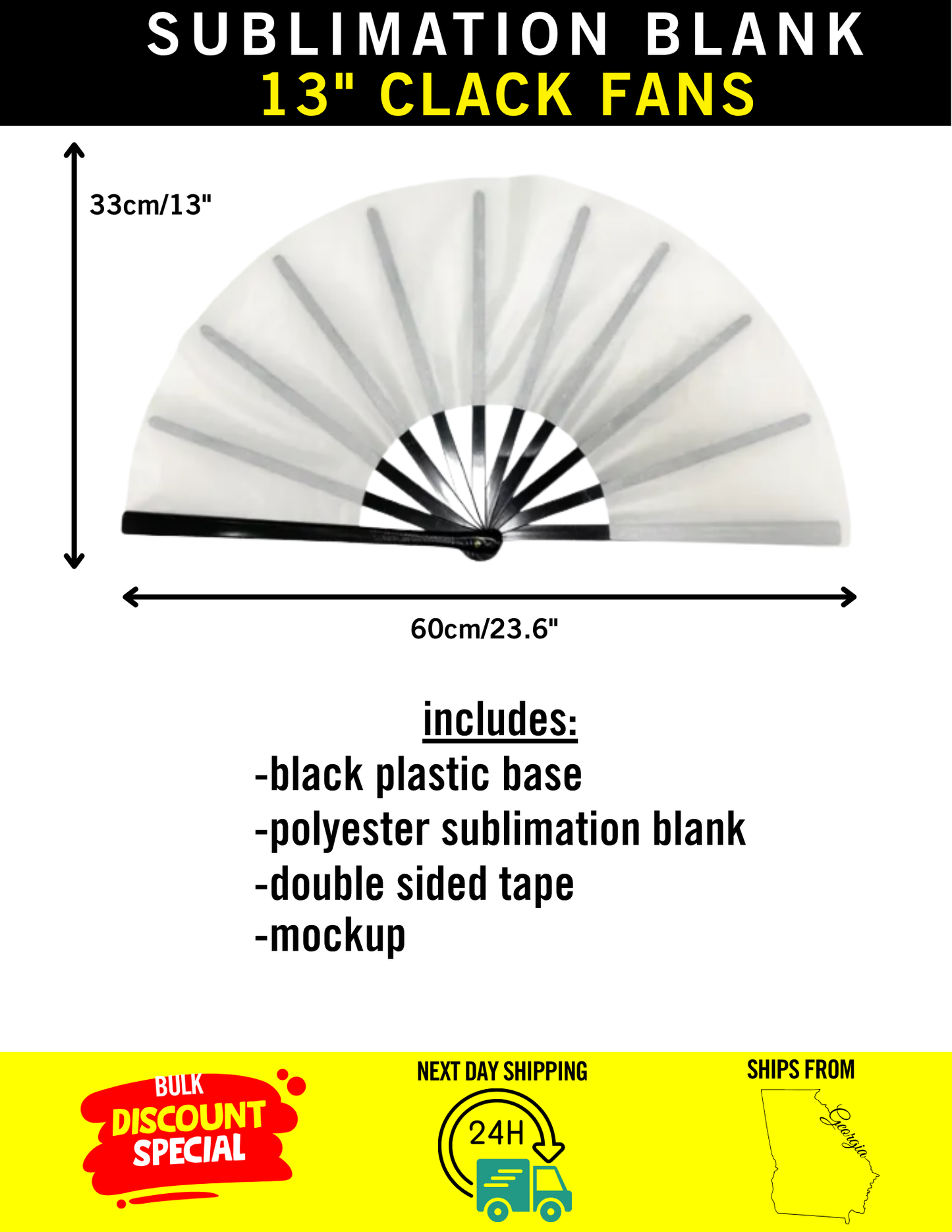 Sublimation Clack Fan Blank